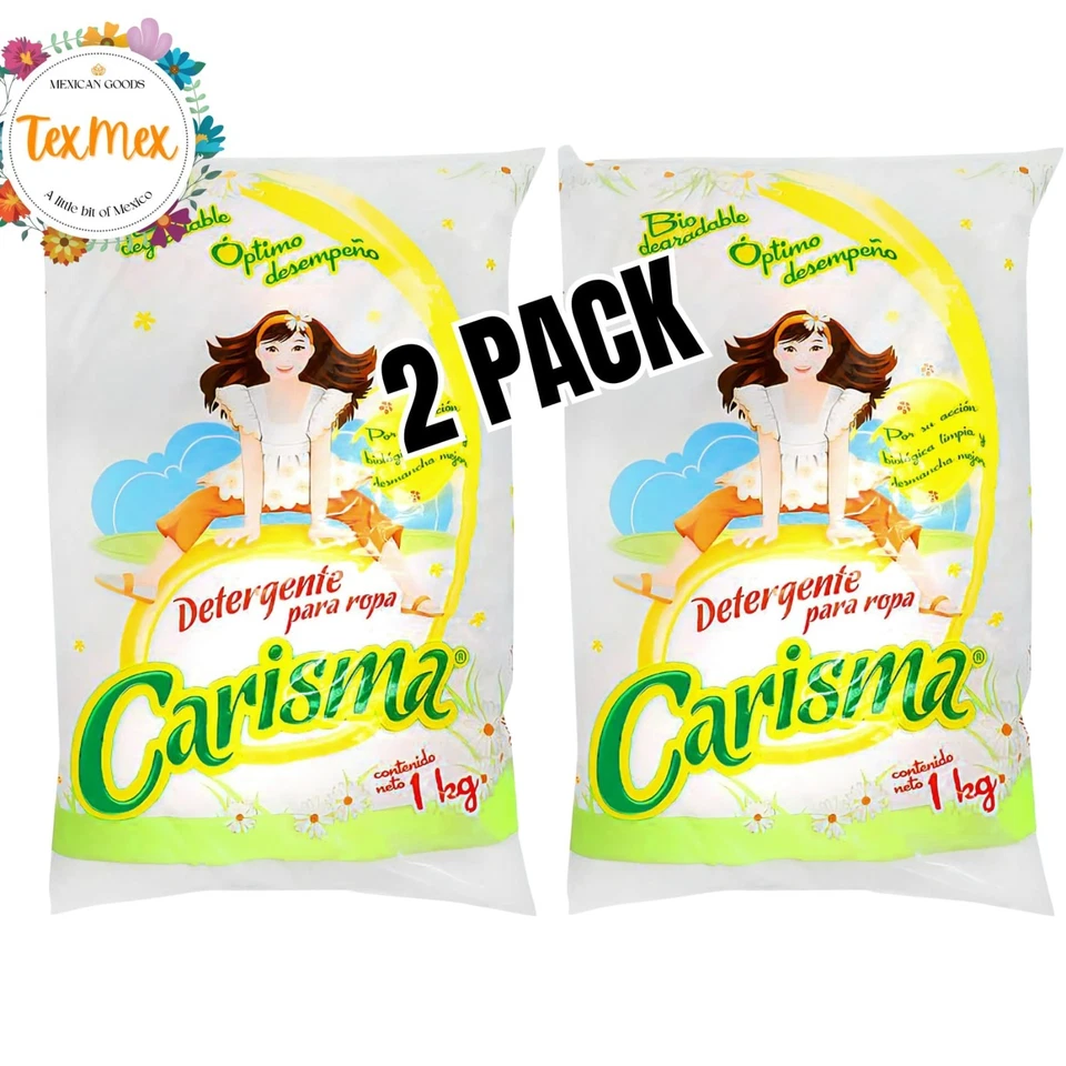 CARISMA POWDER DETERGENT ( DETERGENTE POLVO ) 2 PACK BAGS STAIN REMOVER 100% MEX
