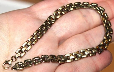Solid 10K reversible yellow & white gold marked 10K clasp bracelet Lot# 864  - Image 1 of 4