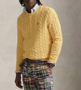 Ralph Lauren Cableknit Sweater Men’s Size XXL Yellow - Picture 1 of 7