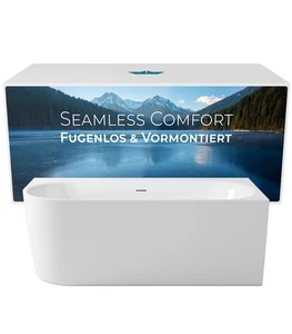 Vorwand-Wanne 160x75 cm komplett fugenloses Design vormontiert linke Ausführung - Bild 1 von 10