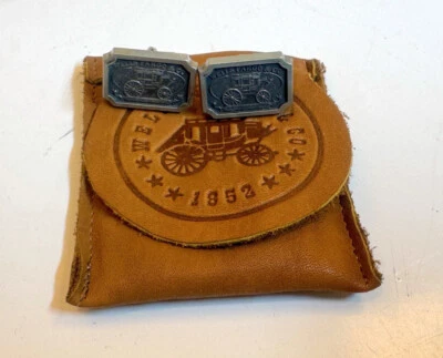 Wells Fargo Coach 1973-1975 Pewter Cufflinks with Leather Pouch - Made in USA - Image 1 of 4