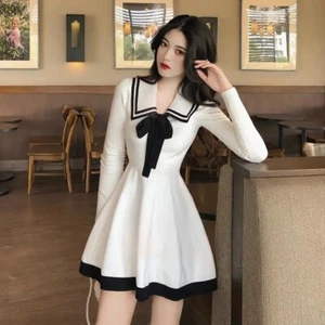 Lady Girls Dress Sailor Collar Bow Casual Japanese Preppy Style Lolita Students - Picture 1 of 14