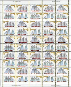 Canada Sheet #747a - Sailing Vessels (1977) 4 x 12¢ - Picture 1 of 1