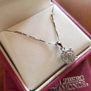 HELZBERG DIAMOND Sterling Silver Necklace with synthetic crystal/white - Picture 1 of 5