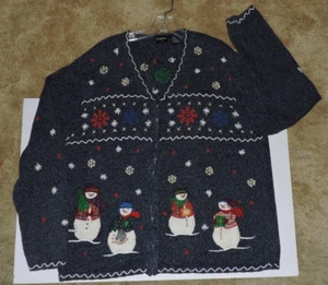Heavy Vintage Erika Woman Christmas Warm,Heavy Cardigan Sweater-Zipper Front- 3X - Picture 1 of 6