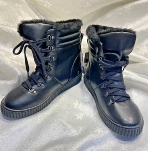 Ladies M&S Wide Fit Lace-Up Black Flatform Wedge Ankle Boots Size UK 3.5 BNWT - Picture 1 of 14