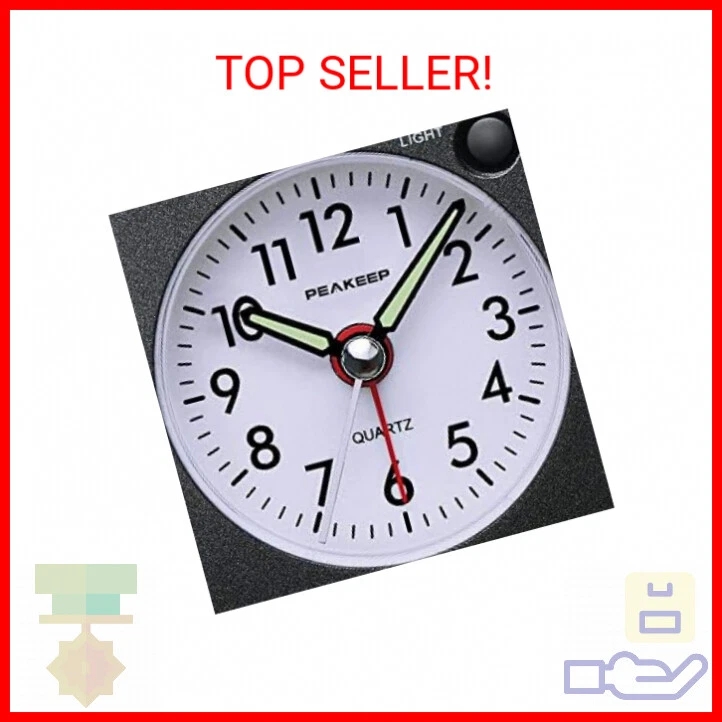 Ultra Small Peakeep Battery Travel Alarm Clock With Snooze and Light Silent Wi