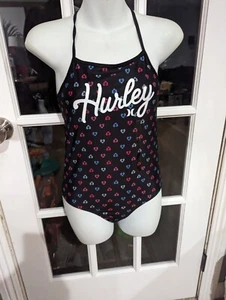 Hurley Bikini or 1PC Black w/Hearts, UPF 50+ Sz M New - Picture 1 of 8