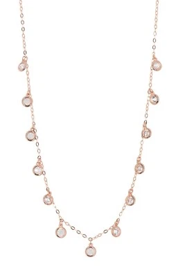 Brand New NADRI Bezel Set Cubic Zirconia Dangle Necklace, 18k Rose Gold Vermeil - Image 1 of 4