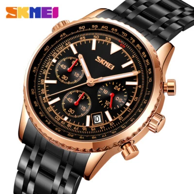 SKMEI Men's Quartz Luxury Watch Chronograph Calendar Stainless Steel Wristwatch - Image 1 of 4