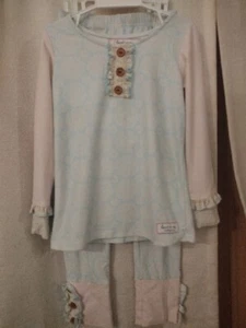 Sweet Honey Pajamas Long Sleeves Ruffles Blue & Pink Girl's Size 5 - Picture 1 of 14
