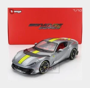 1:18 BURAGO Ferrari 812 Competizione 2021 Grigio Coburn Yellow Grey Met BU01647 - Picture 1 of 2
