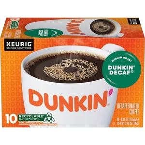 Dunkin Cialde Caffè Decaffeinato Tazza K Confezione da 10 Cialde Tostatura Media - Foto 1 di 10