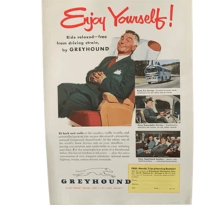 Vintage 1951 Greyhound Enjoy Yourself Ad Advertisment - Picture 1 of 4