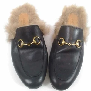 Gucci Size 36.5 Princetown Horsebit Black Leather Apron Toe Mules - Picture 1 of 3