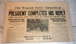 Wabash, IN Daily Times-Star, Oct. 8, 1918 - Wilson Replies to German Offer - Picture 1 of 4