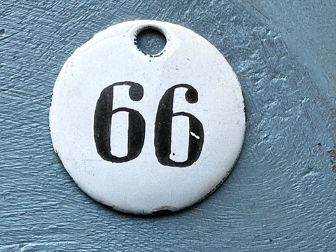 Number 66 Vintage Enamel House Numbers Made in Europe Room Hotel FREE POSTAGE Cover