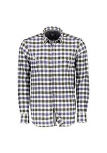 Camisa manga larga hombre de LERROS en verde azul a cuadros - NUEVA - Imagen 1 de 1