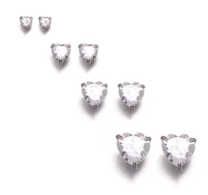 PENDIENTES DE PERNO CORAZÓN TRANSPARENTE CZ CRISTAL TITANIO POSTE 4mm-10mm - Imagen 1 de 7