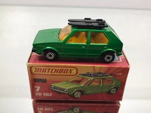 MATCHBOX SUPERFAST 7 VW GOLF w/ SURFBOARDS -GREEN 3inch- GOOD IN BOX - 496 - Picture 1 of 8