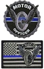 MOTOR OFFICER TROOPER POLICE THIN BLUE LINE USA FLAG PATCH | 2PC Hook Back  3"