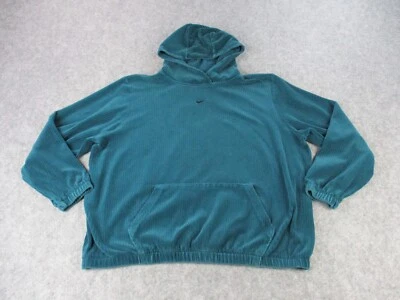 Sudadera con Capucha Nike Para Mujer Grande Azul Centro Swoosh Pana Terciopelo Suelta Sudadera Foto 1 de 4