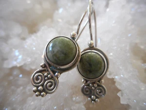 Sajen Sterling Silver Inlay Green Jasper Drop Earrings   49B11 - Picture 1 of 10