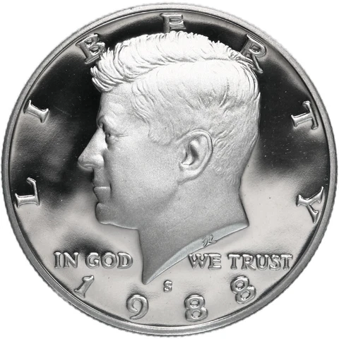 1988 S Kennedy Half Dollar Gem Deep Cameo CN-Clad Proof Coin Cover