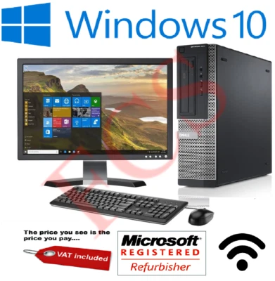 FULL DELL Core i5,i3 DESKTOP TOWER PC&LCD COMPUTER , WINDOWS 10 &8GB 3TB - Image 1 of 4