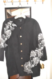 ZITRONE Santa Monica Top 1X schwarz 70% Seide 30% Leinen bestickt Bluse - Bild 1 von 6