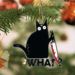 Colgante de gato negro de dibujos animados acrílico decoración navideña vacaciones - Imagen 1 de 7