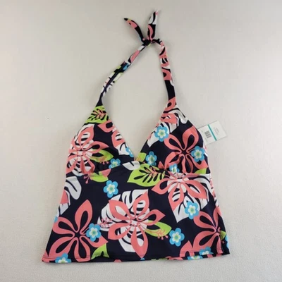 Tankini Jantzen negro floral para mujer SOLO TOP TALLA 16 cuello halter acolchado nuevo con etiquetas Foto 1 de 4