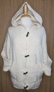 Heritage Orphea Made in Italy Damen XL 100 % Wolle Kapuze Knebelpullover neu 159 $ - Bild 1 von 6