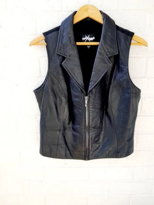Chaleco de cuero vintage Wilsons Maxima de cuero con cuello negro con cremallera talla: L Foto 1 de 4