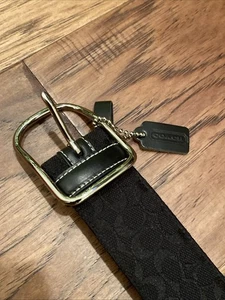 Coach Damen Signature Canvas Gürtel Schwarz Monogramm Lederbesatz Größe M - Bild 1 von 8