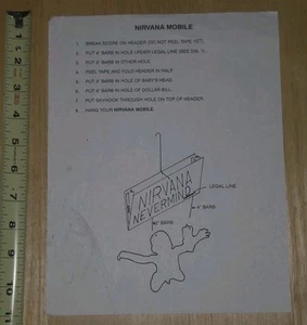 INSTRUCTION ONLY Nirvana Nevermind Original Promo Cardboard Store Mobile Display - Picture 1 of 2