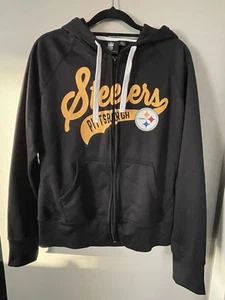 Pittsburgh Steelers NFL 🏈 Women’s Black Hoodie Jacket Size Large Free Postage - Picture 1 of 12