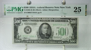 1934A $500 Federal Reserve Note New York Fr.2202 PMG 25 Erasure #1844 - Picture 1 of 2