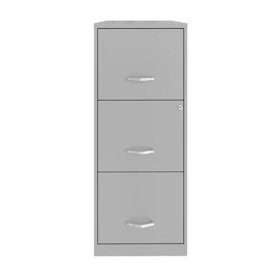 HIRSH INDUSTRIES LLC Space Solutions 3 Drawer Modern Metal Vertical File Cabinet with Lock in Silver