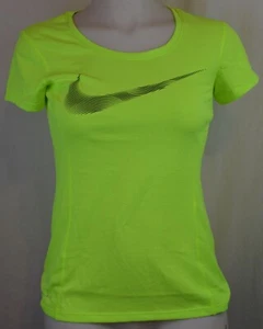 NEU NIKE DRY CONTOUR RUNNING TRAINING DRI-FIT SHIRT VOLT SCHWARZ DAMEN X-SMALL XS - Bild 1 von 6