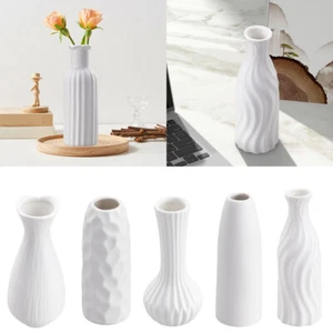 White Ceramic Flower Vase Modern Elegant Home Decor Ornament Creative Simplicity - Picture 1 of 65