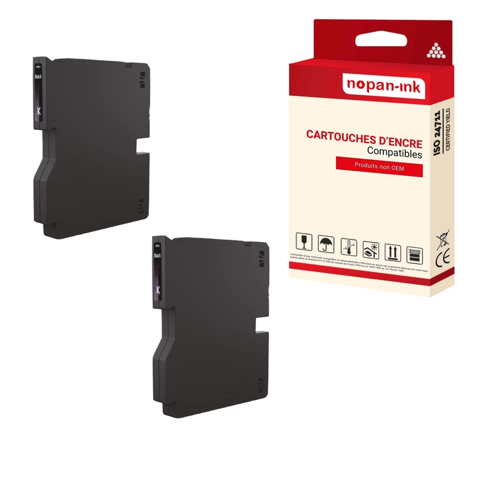 Cartouche pour RICOH GC51K 405862 Noir x 2 - NOPAN-INK compatible avec SG 3210; - Photo 1/1
