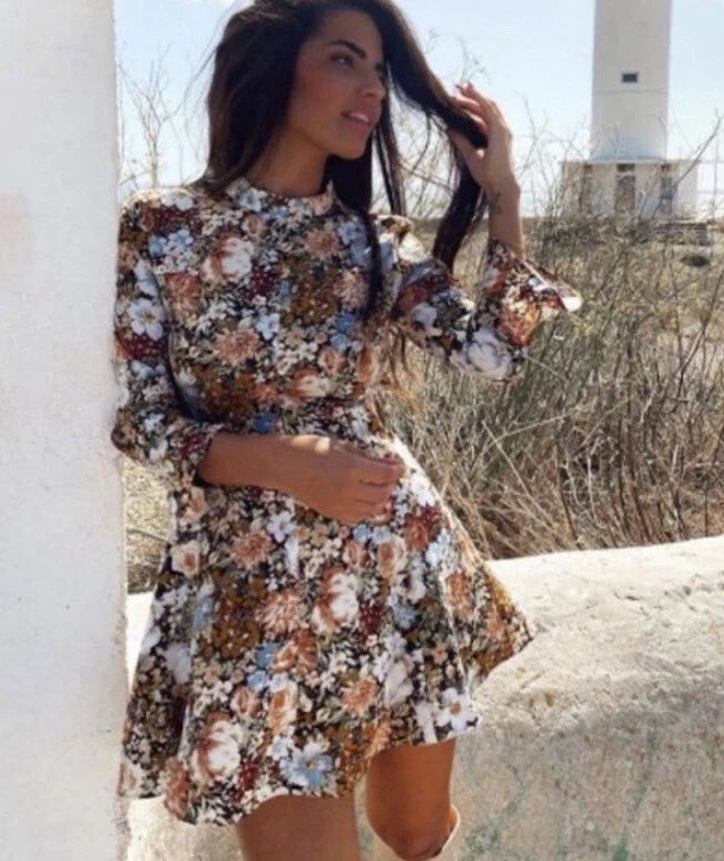 Zara Blogger Printed Floral Mini Dress 8378/340 Size XS