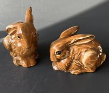 Vintage Goebel 34 808 06 /09 Two Brown Rabbits Figurines 3 1/2” - 2 1/2”