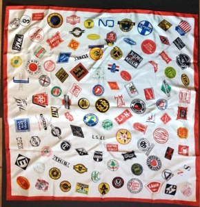 "Sciarpa Vintage Logo Ferroviario Prodotto Charles Treno Made in Japan 29"x29" - Foto 1 di 4