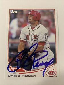 2013 Chris Heisey Signed Topps Card # 195 Reds In Person M036