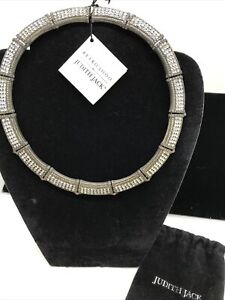 Vintage Judith Jack Sterling Silver Marcasite Retro 2000 CZ Collar Necklace    4
