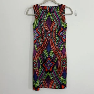 AGB Womens Dress 4P Petite Blue Dopamine Dressing Retro Geometric - Picture 1 of 12