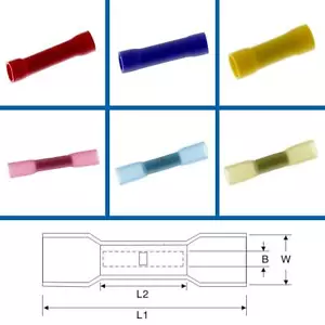 Stoßverbinder isoliert mit & ohne Schrumpfschlauch 0,5-6,0mm² Quetschverbinder - Picture 1 of 3