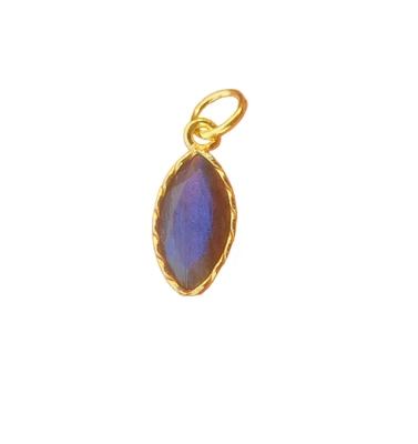 Labradorite 18K solid Gold Handmade Charm for Necklace or Bracelet SLC0108 - Image 1 of 4